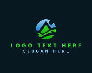 Rural - Field Mountain Letter A logo design