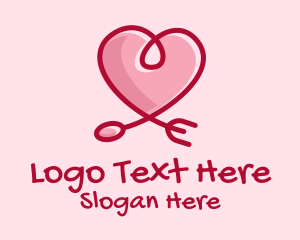 Cutlery - Romantic Heart Restaurant logo design