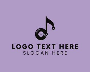 Music Library - Music Note Record logo design