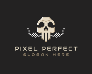 Skull Smoking Pixel logo design