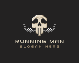 Pixel - Skull Smoking Pixel logo design
