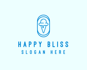 Blue Ice Cream logo design