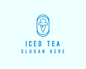 Blue Ice Cream logo design