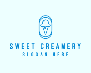 Blue Ice Cream logo design