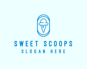 Blue Ice Cream logo design