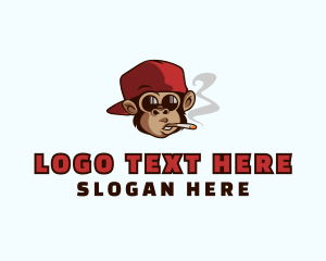 Hip Hop - Cartoon Smoking Monkey logo design