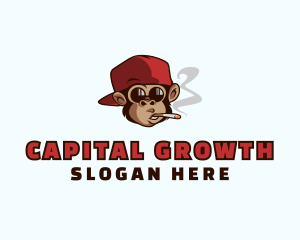 Cartoon Smoking Monkey  Logo