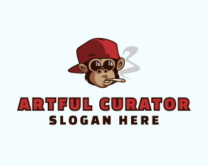 Cartoon Smoking Monkey  logo design