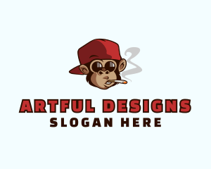 Cartoon Smoking Monkey  logo design