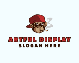 Cartoon Smoking Monkey  logo design