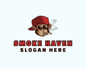 Cartoon Smoking Monkey  logo design