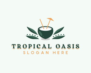 Tropical Coconut Drink logo design