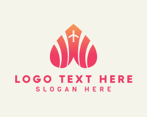 Airport - Gradient Heart Airplane logo design