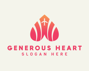 Gradient Heart Airplane logo design