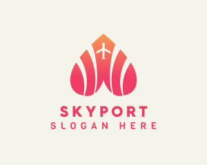 Airport - Gradient Heart Airplane logo design