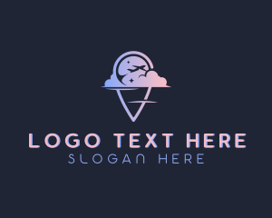 Travel Blogger - Airplane Cloud Location Pin logo design