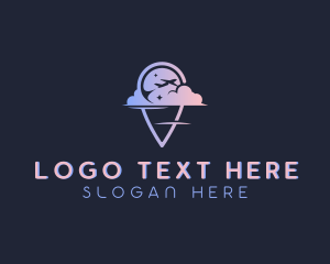 Flight - Airplane Cloud Location Pin logo design