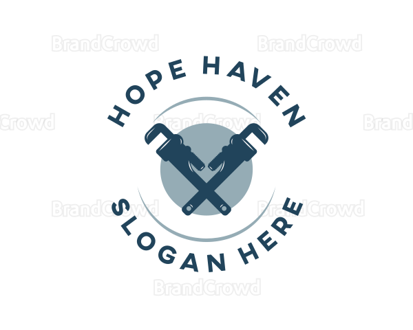 Handyman Pipe Wrench Plumbing Logo