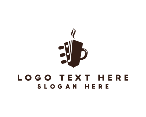 Brown Cup - Coffee Mug Guitar logo design