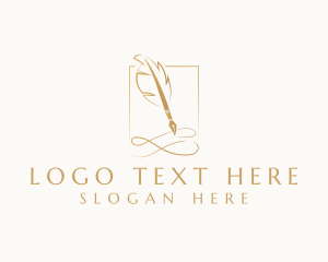 Calligrapher - Elegant Quill Pen logo design