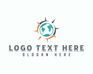 World - World Map Compass logo design