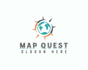 World Map Compass logo design