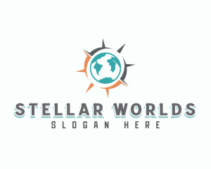 World Map Compass logo design