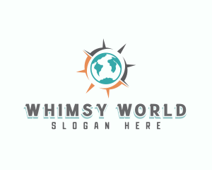 World Map Compass logo design