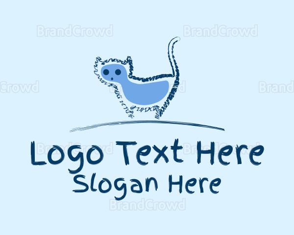 Blue Cat Doodle Logo