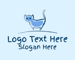 Scribble - Blue Cat Doodle logo design