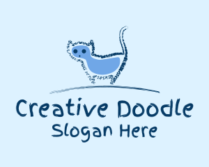 Blue Cat Doodle  logo design