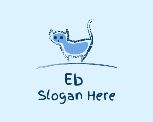 Pussycat - Blue Cat Doodle logo design