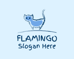 Feline - Blue Cat Doodle logo design