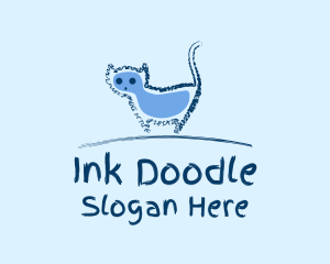 Blue Cat Doodle  logo design