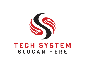 System - Technology Circuit Letter S logo design