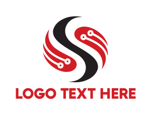 System - Technology Circuit Letter S logo design