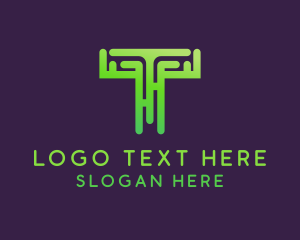 It - Programmer Cyber Letter T logo design