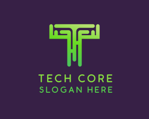 Programmer Cyber Letter T logo design