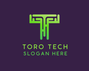 Programmer Cyber Letter T logo design