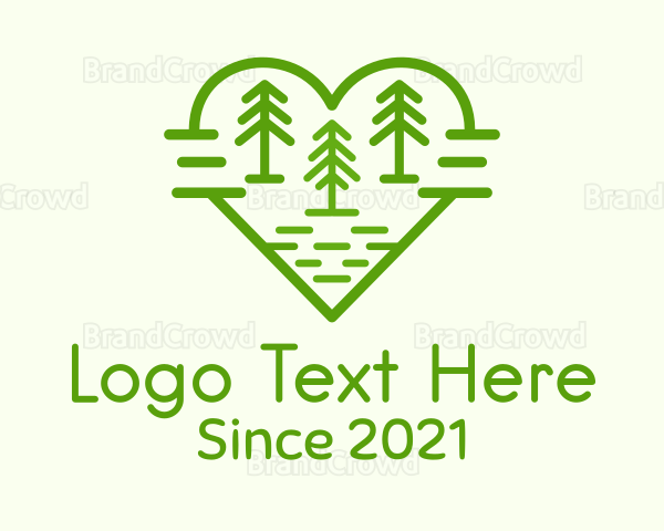Heart Pine Tree Forest Logo