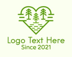 Camping Park - Heart Pine Tree Forest logo design