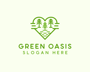 Heart Pine Tree Forest logo design