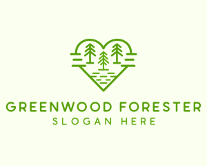 Heart Pine Tree Forest logo design