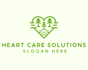 Heart Pine Tree Forest logo design