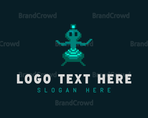 Alien Pixel Video Game Logo