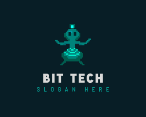 Alien Pixel Video Game logo design