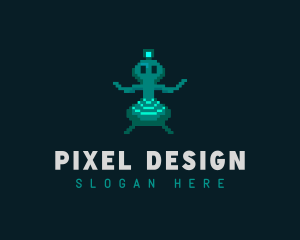 Alien Pixel Video Game logo design