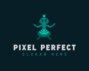 Alien Pixel Video Game logo design