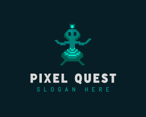 Alien Pixel Video Game logo design