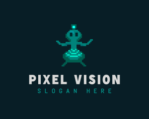 Alien Pixel Video Game logo design